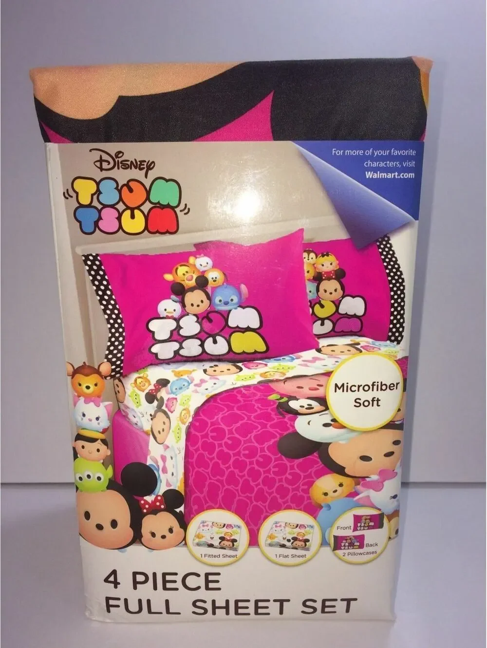NIP Disney Tsum Tsum Pink Microfiber Soft 4 Piece Full Sheet Set 54